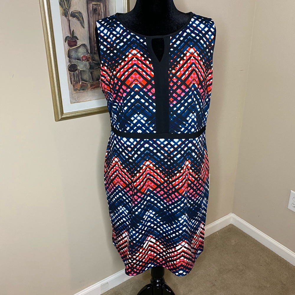 ILE New York Black Sleeveless Dress with Multi-color Accents